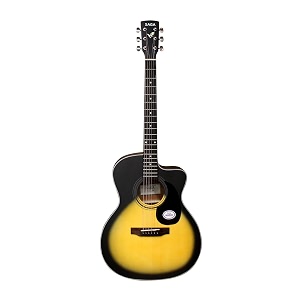 saga wood sf-600gc-sb grand concert acoustic guitar sunburst