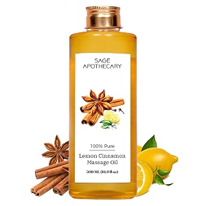 sage apothecary39s lemon cinnamon massage oil  sensual harmony meets natural elegance  vegan  cruelty free  natural bliss  ideal for couples date nights and relaxing massages  500 ml