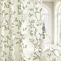 Sage Floral Cotton Shower Curtain, Cottage Farmhouse Fabric Curtain, 72x84