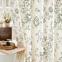 Sage Floral Cotton Shower Curtain, Cottagecore French Country, 72x90