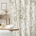 Sage Floral Linen Shower Curtain, Cottagecore French Country, 36x72