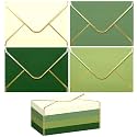 Sage Green A7 Envelopes 50 Pack 5.25" x 7.25'' Envelopes with Gold Border