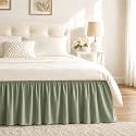 Sage Green Bed Skirt Queen Size 15" Drop, Elastic Wrap Around Bedskirt