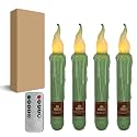 Sage Green Flameless Short Taper Candles, Real Wax Hand Dipped LED Battery Operated with Remote, Flickering Flame Lights for Festival Party Home Décor, 6.7 Inch Primitive Flameless Candles, 4PCS