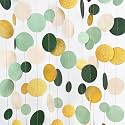 Sage Green Gold Beige Party Polka Dot Garlands Oilve Green Glitter Gold Hanging Paper Circle Dots Streamer for Birthday Wedding Shower Engagement Retirement Boho Safari Party Decorations Supplies