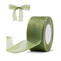 Sage Green Organza Ribbon for Gift Wrapping, FAKILO 2 Inch Shimmer Sheer Wrapping Ribbon for Bouquet, Wedding, Christmas Gift - 50 Yards Each Roll