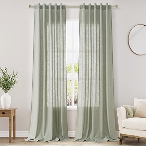Sage Green Semi Sheer Curtains 108 Inches