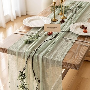 Sage Green Cheesecloth Table Runner 120 Inches