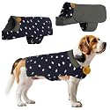 Sage Square Reversible Polka Dot Dog Winter Coat – Weatherproof Pet Jacket, Insulated, Adjustable, Soft & Snug for Warm & Cozy Comfort for Indoor & Outdoor (Polka Navy Blue, XL - 20 Inch)