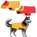 Sage Square Reversible Polka Dot Dog Winter Coat – Weatherproof Pet Jacket, Insulated, Adjustable, Soft &amp; Snug for Warm &amp; Cozy Comfort for Indoor &amp; Outdoor (Polka Yellow, 3XL - 24 Inch)