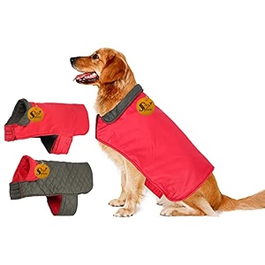 sage square dog fleece jacket reversible dog vest waterproof windproof cold weather dog clothes pet apparel for dogs red medium-large 22 inches