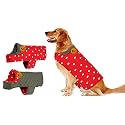 Sage Square Dog Fleece Jacket Reversible Dog Vest Waterproof, Windproof Cold Weather Dog Clothes Pet Apparel for Dogs (Red and Grey) (Large) (26 Inches)