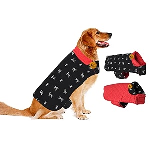 sage square reversible coat winter jacket for all breed dogs windproof amp waterproof warm dog coat small-medium - 16 inches black amp red