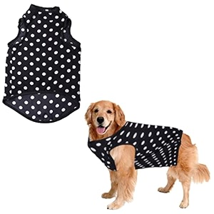 sage square funky soft material dog t-shirt  coolfunky print pet  soft light weight  comfortable amp breathable dog clothing  trendy vest outfit xxlarge - 28inches polka black