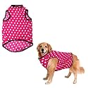 Sage Square Funky Soft Material Dog T-Shirt | Cool/Funky Print Pet | Soft Light Weight | Comfortable &amp; Breathable Dog Clothing | Trendy Vest Outfit (XLarge - 24inches, Polka Pink)