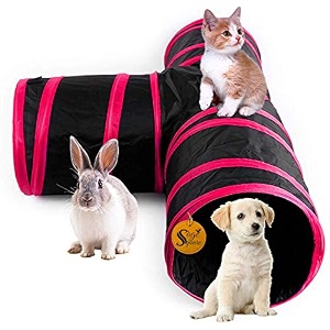 sage square jumbo collapsible portable sleeping bag exercise 3 way tunnel with hanging ball for cat kitten rabbit guinea pig puppy red