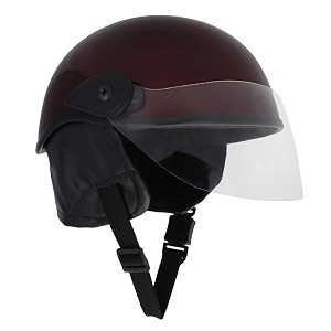 sage square multipurpose half helmet for men and women medium maroon glossy