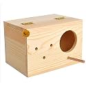 Sage Square Natural Wood Mountable Nest Cum Breeding Box with Perch Attached for Birds (6")