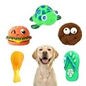 Sage Square Premium Squeaky Toy Set of 5 for Dogs - Durable, Chewable, Rubber Toys, Multiple Fun Shapes &amp; Colors for Interactive Play, Teething Relief, Keeps Entertained, Happy (Combo No. 7)