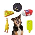 Sage Square Premium Squeaky Toy Set of 5 for Dogs - Durable, Chewable, Rubber Toys, Multiple Fun Shapes &amp; Colors for Interactive Play, Teething Relief, Keeps Entertained, Happy (Combo No. 8)