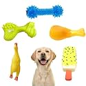 Sage Square Premium Squeaky Toy Set of 5 for Dogs - Durable, Chewable, Rubber Toys, Multiple Fun Shapes & Colors for Interactive Play, Teething Relief, Keeps Entertained, Happy (Combo No. 6)