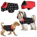 Sage Square Dog Print Reversible Winter Coat – Insulated Jacket with Adjustable Strap, Soft Lining, Stylish Polka Dot Design, Warm, Lightweight, Perfect for Winter Adventures. (Printed, XS - 12 Inch)