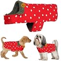 Sage Square Reversible Polka Dot Dog Winter Coat – Weatherproof Pet Jacket, Insulated, Adjustable, Soft &amp; Snug for Warm &amp; Cozy Comfort for Indoor &amp; Outdoor Use (Polka Red, S - 14 Inch)