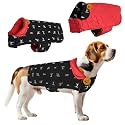 Sage Square Dog Print Reversible Winter Coat – Insulated Jacket with Adjustable Strap, Soft Lining, Stylish Polka Dot Design, Warm, Lightweight, Perfect for Winter Adventures. (Printed, L - 18 Inch)