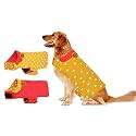 Sage Square Reversible Polka Dot Dog Winter Coat – Weatherproof Pet Jacket, Insulated, Adjustable, Soft & Snug for Warm & Cozy Comfort for Indoor & Outdoor (Large - 24 Inches, Yellow & Red)