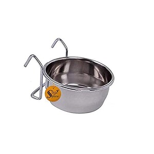 sage square rustproof stainless steel cage food seed water feeder cum bowl with holder clamp for birds 250ml pack of 1