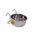 Sage Square Rustproof Stainless Steel Cage Food, Seed, Water Feeder Cum Bowl with Holder clamp for Birds (250ml) (Pack of 1)