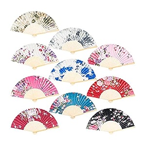 sage square set floral handheld folding chinese fan vintage era touch fabric folding fan for wedding dancing party decorationsbirthday party photo booth random pack of 4