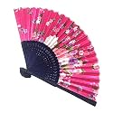 Sage Square Set, Floral Handheld Folding Chinese Fan Vintage Era Touch, Fabric Folding Fan for Wedding Dancing Party, Decorations,Birthday Party, Photo Booth (Pink, Pack of 8)