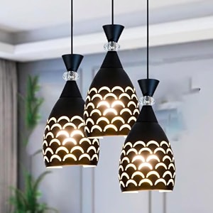 sah decorative black cluster hanging light decorative cutout design with crystal accent ceiling lamp e27 bulb compatible for dining room bedroom kitchen balcony home decor bulb included