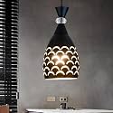 SAH Decorative Black Pendant Light Decorative Cutout Design with Crystal Accent Hanging Ceiling Lamp E27 Bulb Compatible for Dining Room, Bedroom, Kitchen, Balcony, Home Decor (Bulb Not Included)