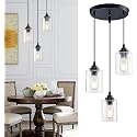 SAH Hanging Lights for Living Room/Pendant Lights for Ceiling/Hanging Lamps for Home Decoration/Ceiling Light for Living Room, with Glass Shade (with Bulb) (Clear Glass (Cluster))
