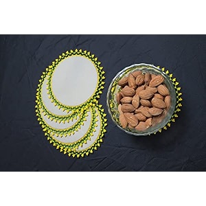 sahaj handmade coaster rexine round coasters with designer border - set of 6  assorted color