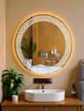 SAHAJ PLASTO LED lighted wall Decorative, 24 X 24 for Wash basin, Make up Bathroom Mirror (Round Finish : Polished)