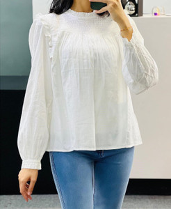 Sahajanand etp Casual Balloon Sleeve Self Design