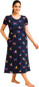 sahana women maternitynursing nighty dark blue