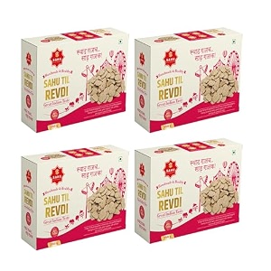 sahu gajak bhandar gud ki revdi 1400g pack of 4 each 350g sesame candy rewari gur revri reori gajjak revari gazak reveri