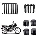 Complete Plastic(pvc) Grill Set of Headlight, Indicator Taillight for Hero Splender/Splendor Plus BS3 to BS6 All Models (Black, Set of 6)