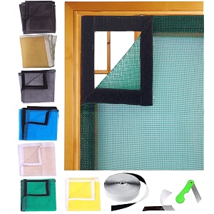 sai praseeda 24 x 24 inches_2 x 2 feet_stitched_ready to install_200 gsm_fiber glass mosquito net for ventilators_green color_with self adhesive hook tape and cutter spe8