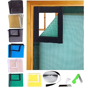 sai praseeda 24 x 48 inches_2 x 4 feet_stitched_ready to install_200 gsm_fiber glass mosquito net for windows_green color_with self adhesive hook tape and cutter spe22