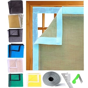sai praseeda 36 x 48 inches_3 x 4 feet_stitched_ready to install_200 gsm_fiber glass mosquito net for windows_ivory color_with self adhesive hook tape and cutter spe33