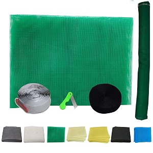 sai praseeda 48 x 120 inches_4 x 10 feet_unstitched_200 gsm_fiber glass mosquito net for windows_green color_with regualr loop tape and self adhesive hook tape and cutter spe127