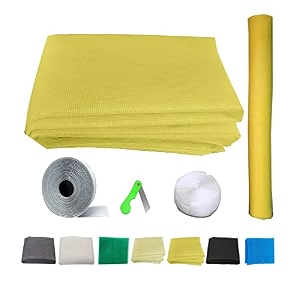 sai praseeda 48 x 96 inches_4 x 8 feet_unstitched_200 gsm_fiber glass mosquito net for windows_yellow color_with regualr loop tape and self adhesive hook tape and cutter spe114