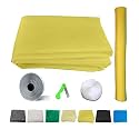 SAI PRASEEDA 48 X 96 Inches_4 x 8 Feet_Unstitched_200 GSM_Fiber Glass Mosquito Net for Windows_Yellow Color_with Regualr Loop Tape and Self Adhesive Hook Tape and Cutter SPE114