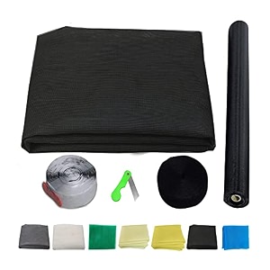 sai praseeda 60 x 96 inches_5 x 8 feet_unstitched_200 gsm_fiber glass mosquito net for windows_black color_with regualr loop tape and self adhesive hook tape and cutter spe141
