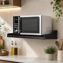 Saifix Microwave Stand For Kitchen | Wall Mounted Oven Stand | Metal Hanging Dish Rack | Pot Racks | Utensil Organiser | Kitchware Rack (60 L x 40 W x 18 H CM's, Black-24)